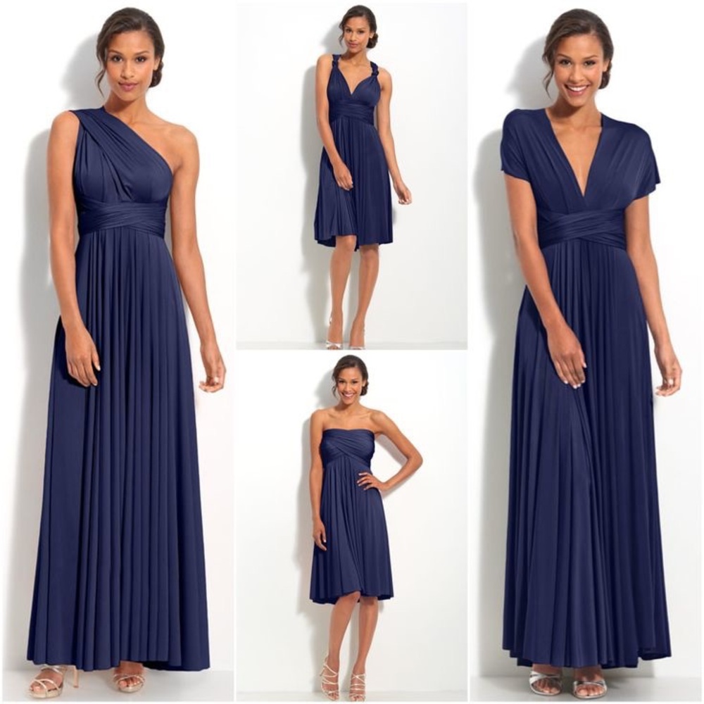 Navy bridesmaid or wedding guest dress convertible style